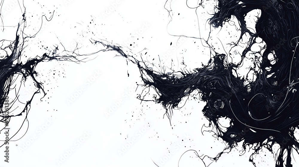 Chaotic scribbles and doodles in black ink over a white background, evoking an abstract and freespirited design Chaotic scribbles and doodles in black ink over a white background, evoking an abstract and freespirited design