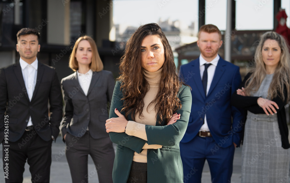 Portrait of multiethnic successful business corporate team with woman leadership Portrait of multiethnic successful business corporate team with woman leadership