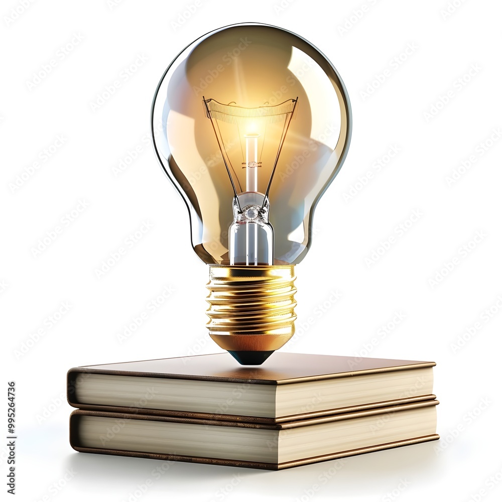 light bulb and book with white background Generative AI light bulb and book with white background Generative AI