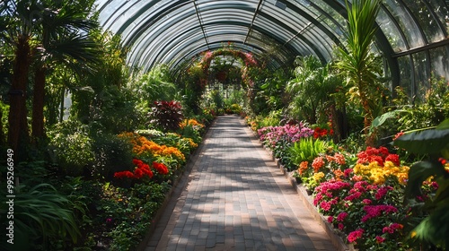 79. A vibrant botanical garden with exotic plants and flowers