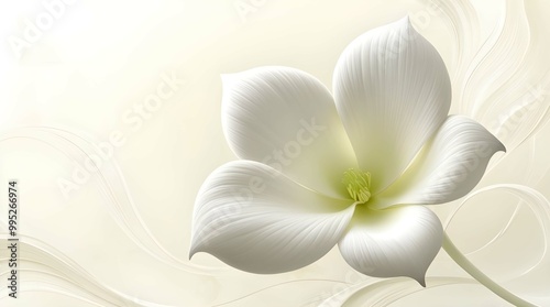 White color flower soft blurred silk leaf white background.