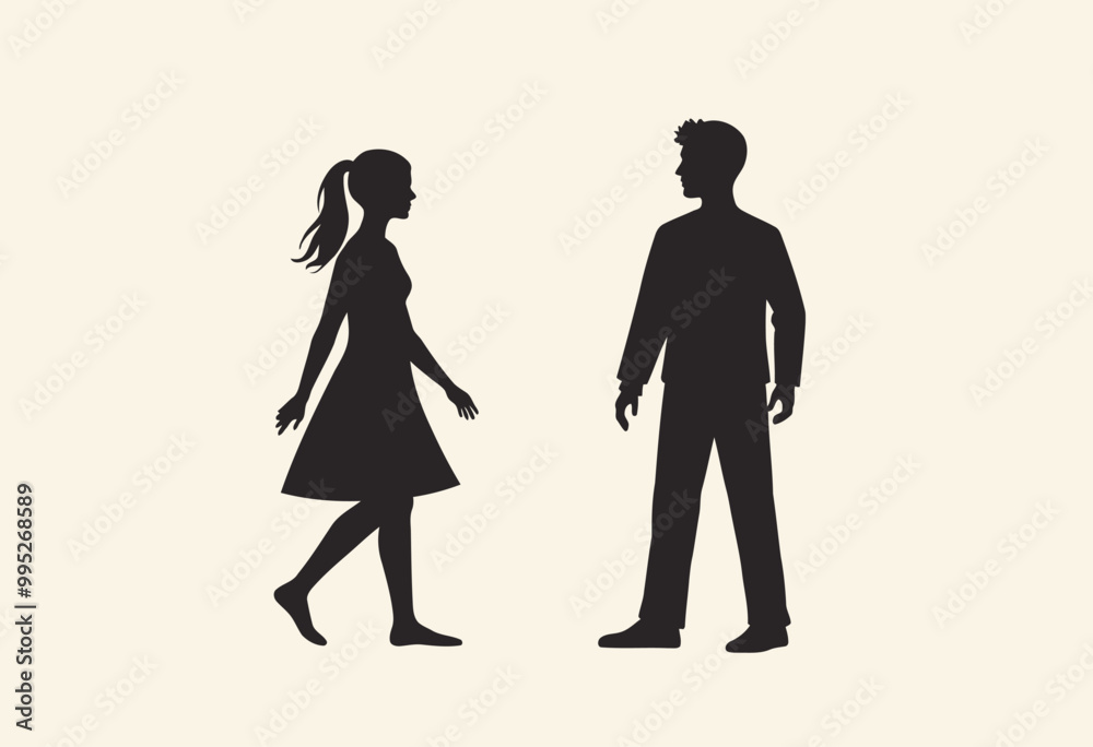 Scandinavian Design Inspired Couple Silhouette Vector Scandinavian Design Inspired Couple Silhouette Vector