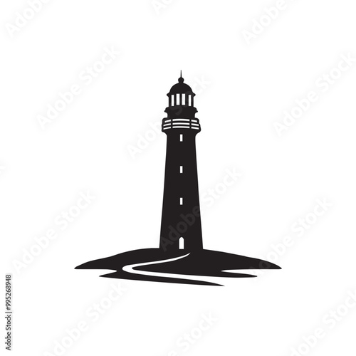 LightHouse Clipart Design - LightHouse Vector illustration in black and white