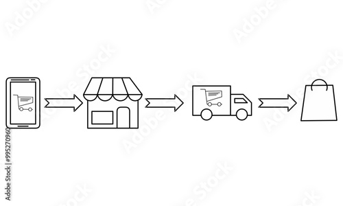 Parcel order delivery status, postal parcel tracking vector icon. Order package processing bar, ship, in transit and delivery alerts. Suitable for express courier delivery applications and web flat si