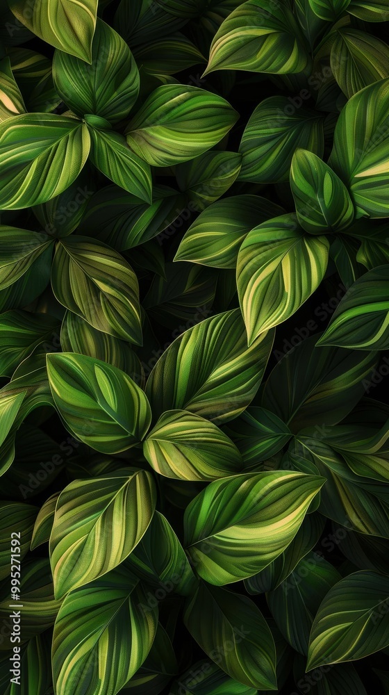 Obraz premium Lush Foliage. Smooth, glossy, and waxy leaves, plant texture concept