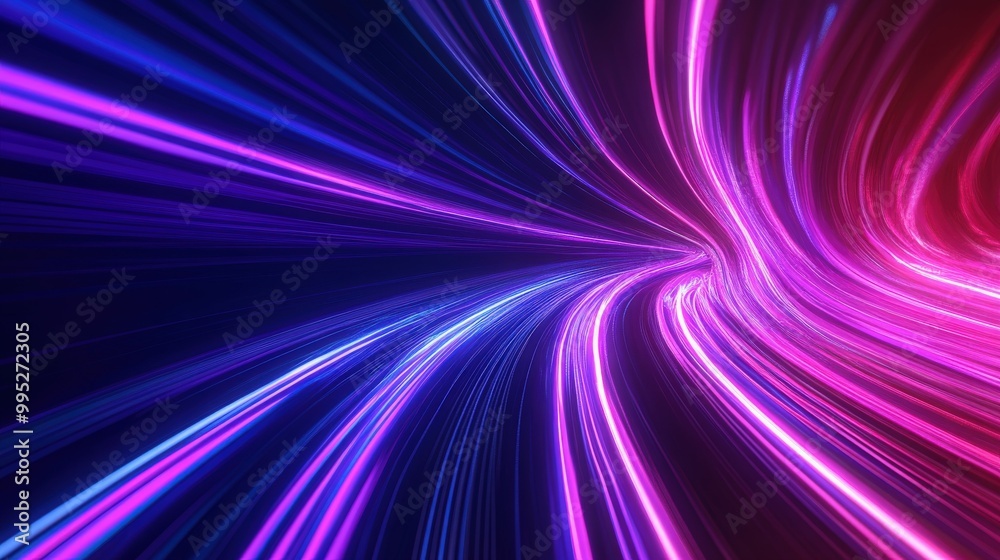 3D panoramic neon background with glowing purple, violet, and pink lines, creating a striking effect under ultraviolet light 3D panoramic neon background with glowing purple, violet, and pink lines, creating a striking effect under ultraviolet light