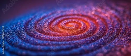 Abstract spiral pattern with blue and orange colors.