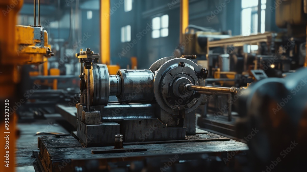 The skilled engineer expertly operated the lathe in the bustling manufacturing factory, overseeing the production of precision parts. The skilled engineer expertly operated the lathe in the bustling manufacturing factory, overseeing the production of precision parts.