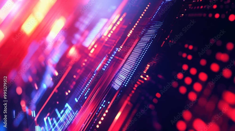 Abstract light patterns featuring sleek geometric shapes and dynamic illumination, ideal for tech-focused visuals