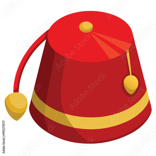 Vibrant red fez hat vector illustration isolated on a white background