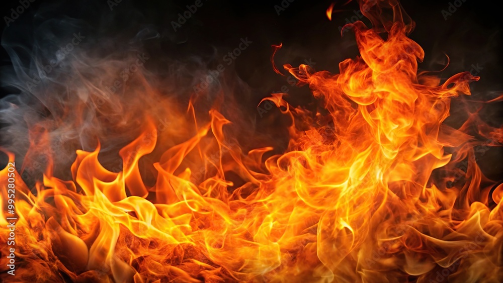 Dynamic orange flames reflected on a smoky background Dynamic orange flames reflected on a smoky background