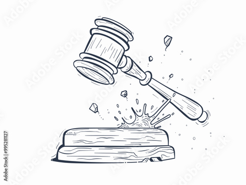 One-Line Judge's Gavel: Symbolizing the Power of Finality