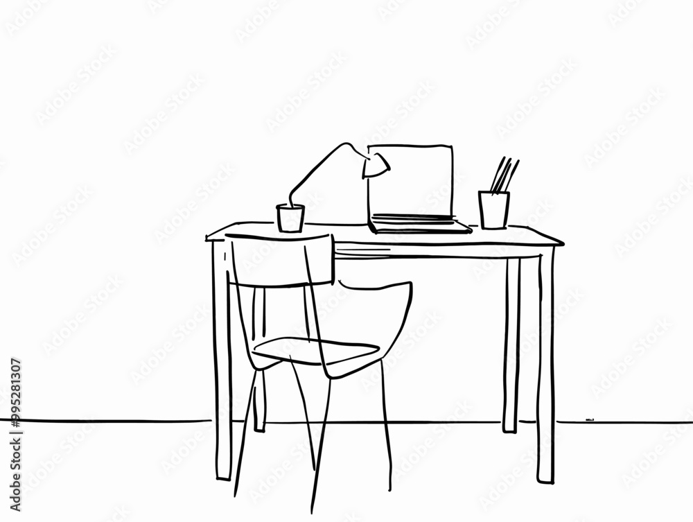 Minimalist Workspace: A Single-Line Representation of Desk and Chair Minimalist Workspace: A Single-Line Representation of Desk and Chair