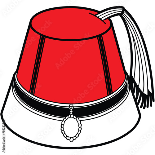 Vibrant red fez hat vector illustration isolated on a white background