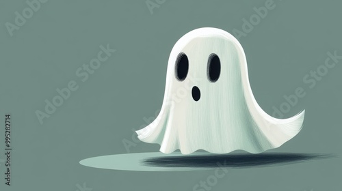 Adorable cartoon ghost, full of vintage vibes, perfect for a spooky retro Halloween