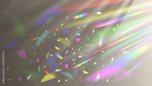 Abstract background gradient rainbow prism reflection sun catcher. Diamond rays refraction. Vector stock illustration.