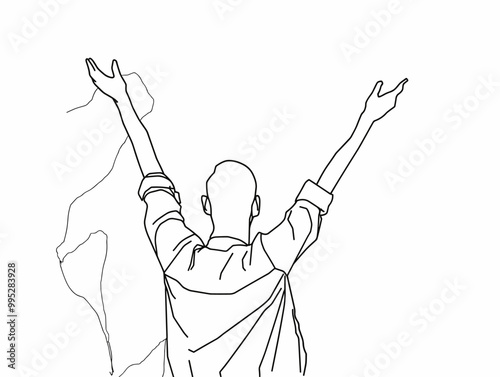 Minimalist Line Drawing: Landing That Dream Job Celebration