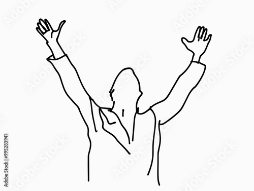 Job Landing Celebration: A Single-Line Depiction of Triumph and Achievement