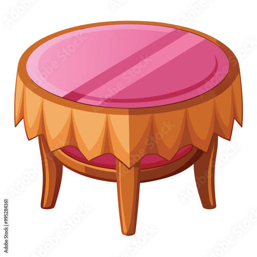 Wooden round table vector