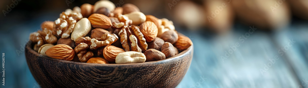 Vibrant Macro Shot of Assorted Nuts in a Decorative Bowl - Textures and Colors Highlighted with Gentle Tilt for Dynamic Photo Stock Concept Vibrant Macro Shot of Assorted Nuts in a Decorative Bowl - Textures and Colors Highlighted with Gentle Tilt for Dynamic Photo Stock Concept