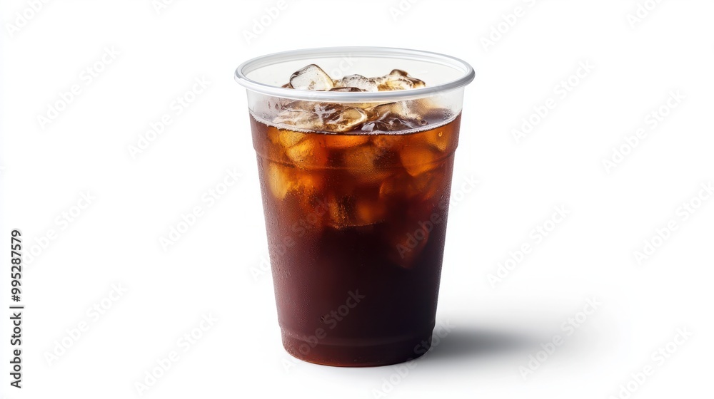 iced coffee in plastic cup isolated on white background iced coffee in plastic cup isolated on white background