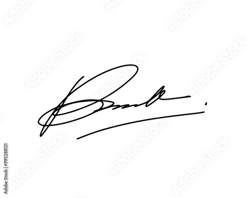 Abstract signature idea starting letter B for document. Vector with transparent background or alpha channel.