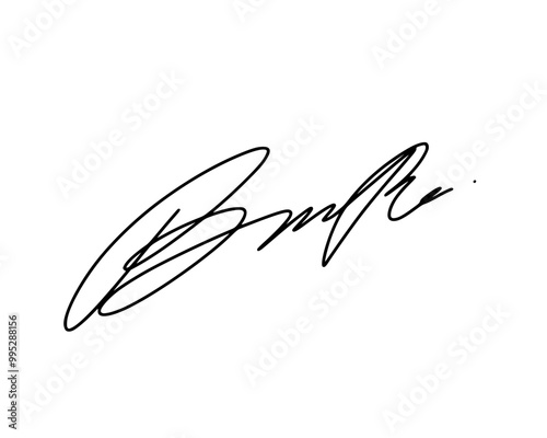 Abstract signature idea starting letter B for document. Vector with transparent background or alpha channel.