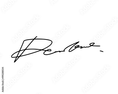 Abstract signature idea starting letter D for document. Vector with transparent background.