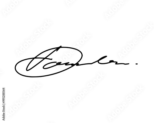Abstract signature idea starting letter D for document. Vector with transparent background.