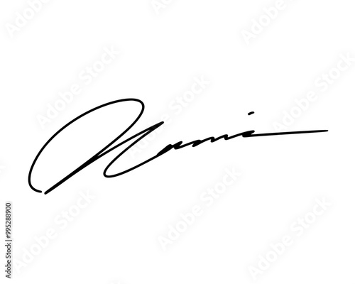 Abstract signature idea starting letter N for document. Vector with transparent background or alpha channel.