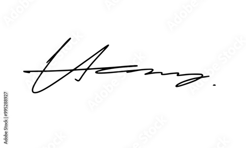 Abstract signature idea starting letter H for document. Vector with transparent background or alpha channel.