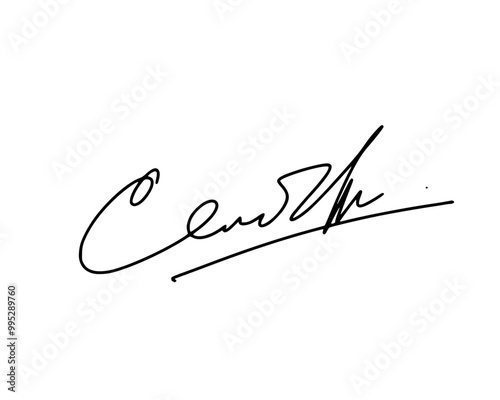 First letter C signature ideas for documents. Vector with transparent background or alpha channel.