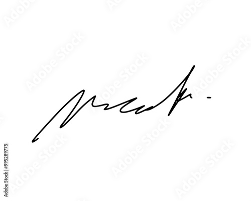 First letter M signature ideas for documents. Vector with transparent background or alpha channel.