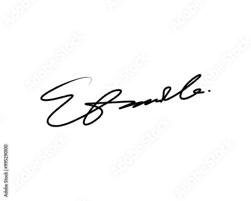 Abstract signature idea starting letter E for document. Vector with transparent background