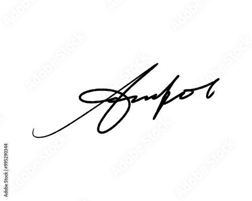 Abstract signature idea starting letter A for document. Vector with transparent background or alpha channel.