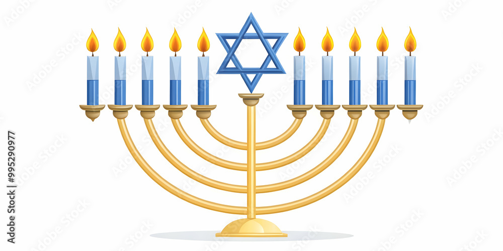 Flat Isolated Hanukkah Candles with Star of David on White Background - Ideal for Infographics and Educational Content on Jewish Traditions Flat Isolated Hanukkah Candles with Star of David on White Background - Ideal for Infographics and Educational Content on Jewish Traditions