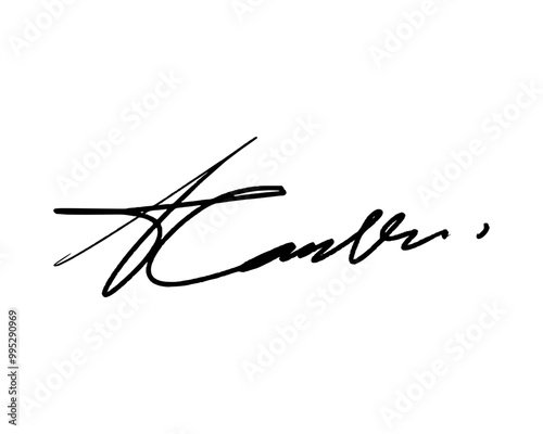 Abstract signature idea starting letter K for document. Vector with transparent background
