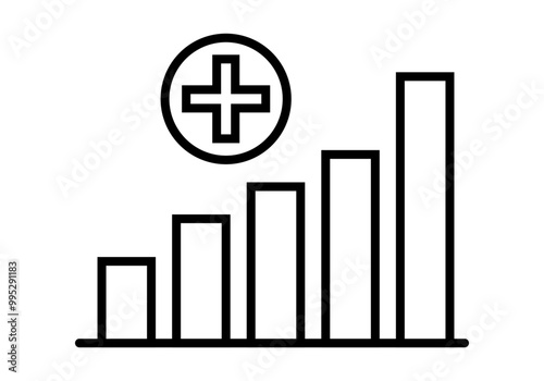 Icono negro de aumento de ganancias en gráfico