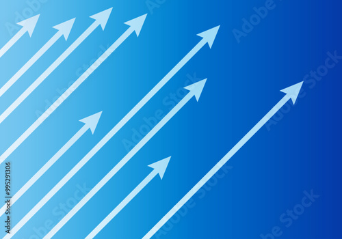 Flecha azul en crecimiento sobre degradado azul