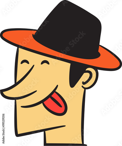 Funny Male Face Avatar Cartoon Illustration 