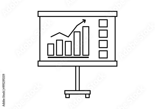 Icono negro de pizarra con gráfico creciente de beneficios