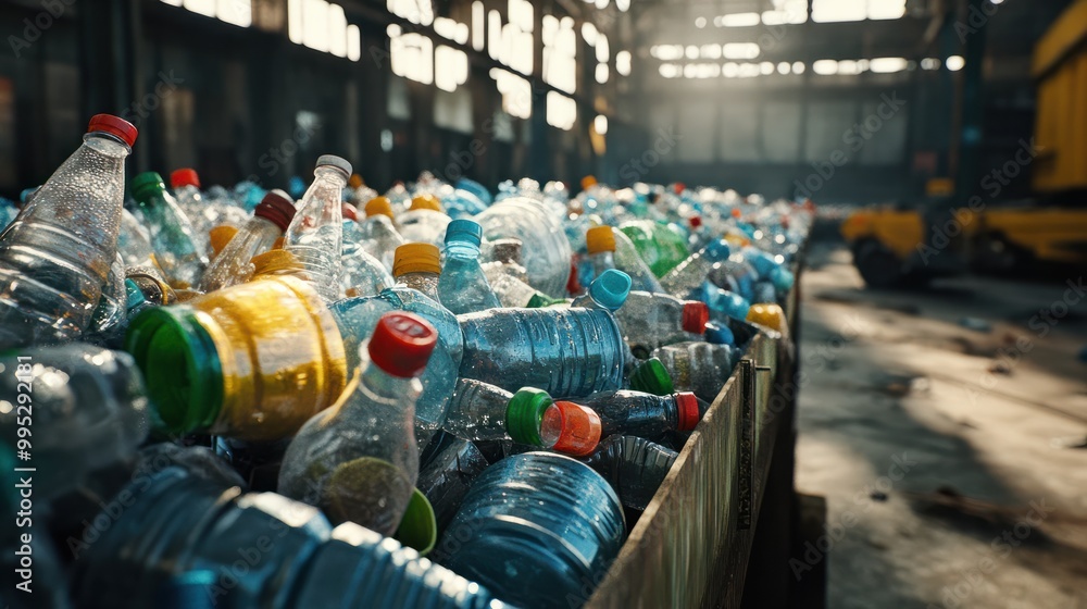 Fototapeta premium Recycle plastic bottle, garbage industry.