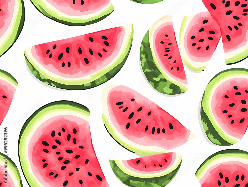 Seamless Cartoon Style Watermelon Slice Tile Pattern for Playful Yalda Night Background - Bright Pink and Green Flat Vector Design Seamless Cartoon Style Watermelon Slice Tile Pattern for Playful Yalda Night Background - Bright Pink and Green Flat Vector Design