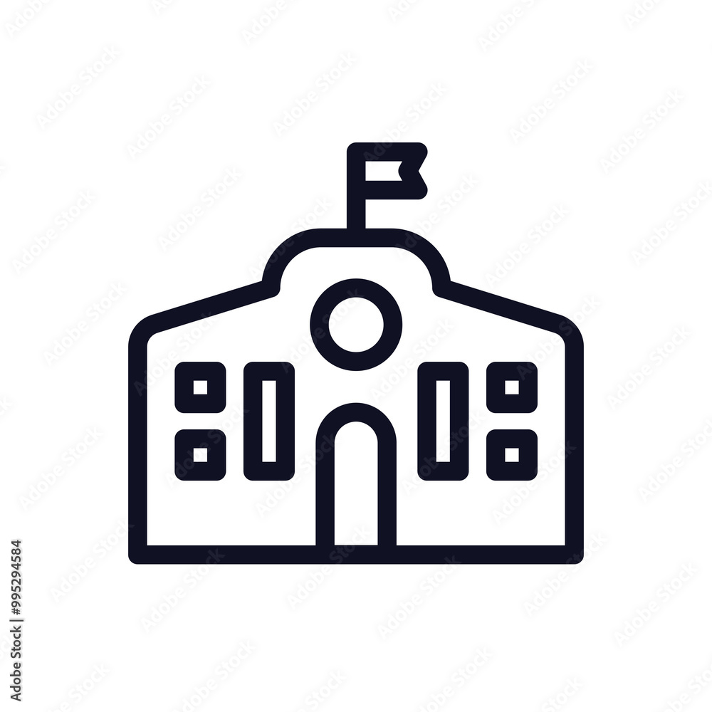 School & Student Icon Outline Style School & Student Icon Outline Style