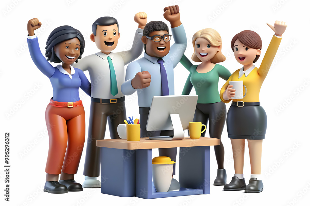 3D Candid Shot of Diverse Co-Workers Celebrating Team Achievement in Office � Joyful, Natural Scene Symbolizing Equality and Unity for Human Rights Day 3D Candid Shot of Diverse Co-Workers Celebrating Team Achievement in Office � Joyful, Natural Scene Symbolizing Equality and Unity for Human Rights Day