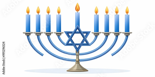 Flat Isolated Hanukkah Candles with Star of David - Vector Illustration for Religious Education and Infographics on Hanukkah Traditions