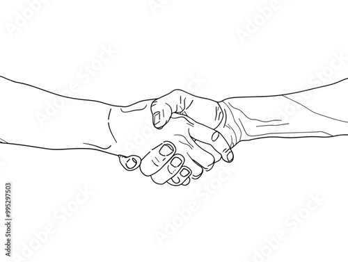 Trust in Outline: Depicting Harmony & Accord Through Minimalistic Handshake