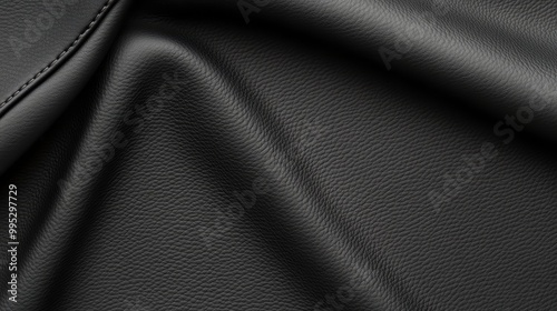 Black Textured Leather Fabric for Design Projects