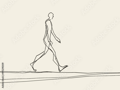 Coming of Age: Threshold of Transformation - Single Line Drawing Depicting Growth and Transition