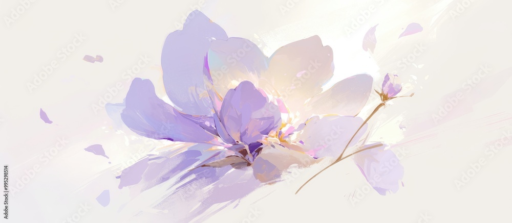 Painting of a delicate small purple bloom Painting of a delicate small purple bloom